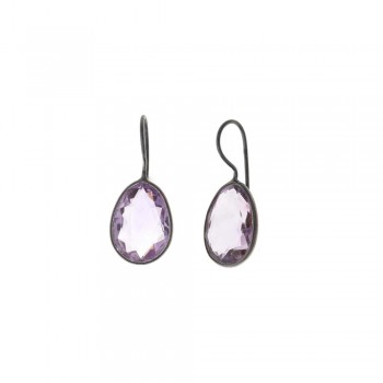 Σκουλαρίκια SALVATORE PLATA κρεμαστά με ρουμπινί κρύσταλλα, ασήμι 925 