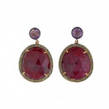 Σκουλαρίκια SALVATORE PLATA κρεμαστά με κρύσταλλα, ασήμι 925 