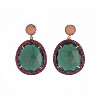 Σκουλαρίκια SALVATORE PLATA κρεμαστά με κρύσταλλα, ασήμι 925 