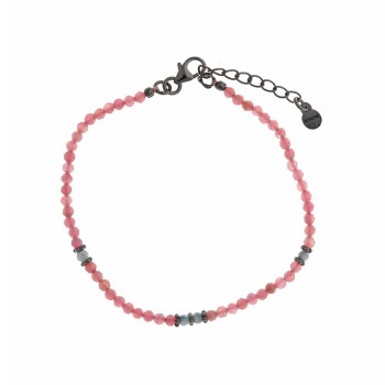 Βραχιόλι SALVATORE PLATA με ροζ τουρμαλίνες, ασήμι 925 