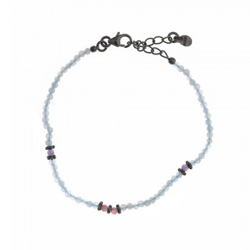 Βραχιόλι SALVATORE PLATA με aqua marine, ασήμι 925 