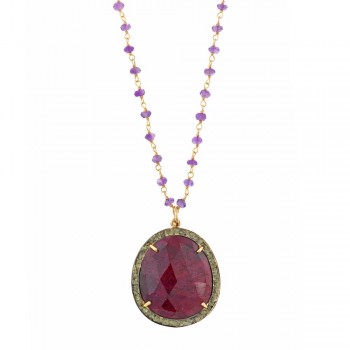 Κολιέ SALVATORE PLATA με έγχρωμα κρύσταλλα, ασήμι 925 