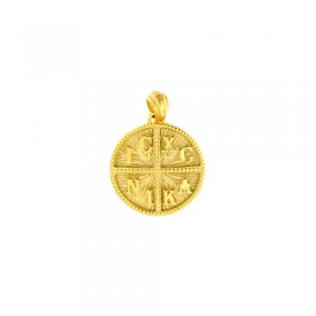 Μενταγιόν φυλαχτό κωνσταντινάτο ,κίτρινος χρυσός Κ14