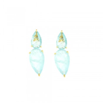 Σκουλαρίκια με ένχρωμα ζιργκόν, ασήμι επιχρυσωμένο 925