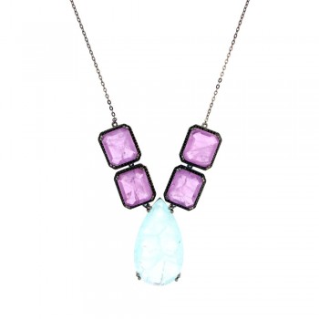 Κολιέ με ένχρωμα ζιργκόν, ασήμι 925