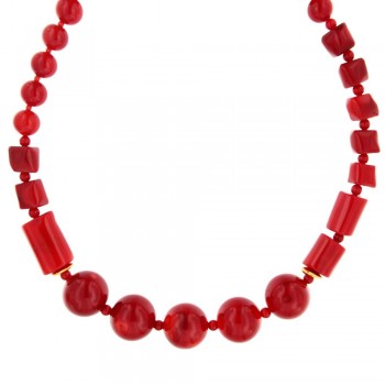Κολιέ με κόκκινα κοράλια, ασήμι 925