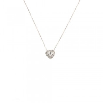 Κολιέ σε σχήμα καρδιάς με παβέ διαμάντια, λευκόχρυσος Κ18