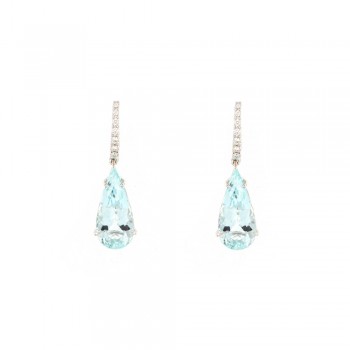 Σκουλαρίκια με pear cut Aquamarina και διαμάντια, λευκόχρυσος Κ18