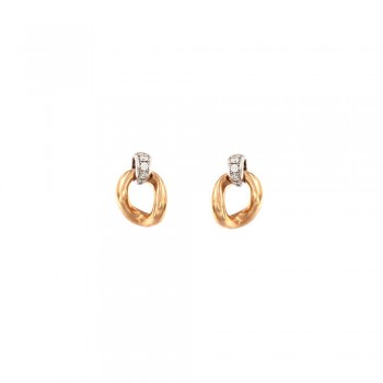 Σκουλαρίκια με λευκά διαμάντια, ροζ-λευκός  χρυσός Κ18