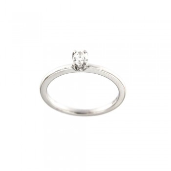 Δαχτυλίδι μονόπετρο με λευκό oval διαμάντι, λευκός χρυσός Κ18