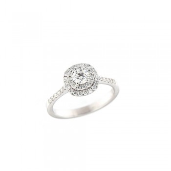 Δαχτυλίδι ροζέτα με λευκό brillant cut διαμάντι, λευκός χρυσός Κ18
