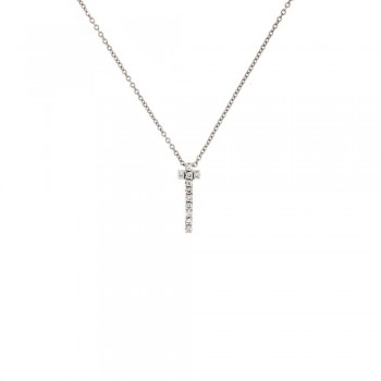 Σταυρός με λευκά διαμάντια, λευκός χρυσός Κ18