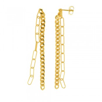 Σκουλαρίκια αλυσίδα SALVATORE PLATA, ασήμι κίτρινο επίχρυσο 925 