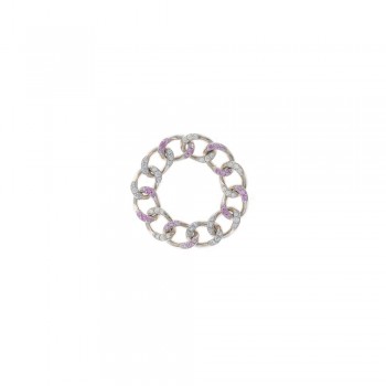 Δαχτυλίδι αλυσίδα SALVATORE PLATA με λευκά, ροζ ζιργκόν, ασήμι 925 