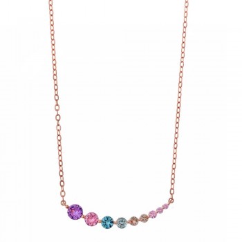 Κολιέ μπάρα SALVATORE PLATA με έγχρωμα ζιργκόν, ασήμι ροζ επίχρυσο 925 