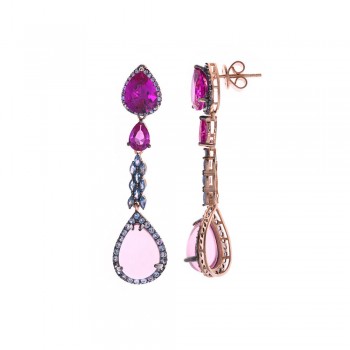 Σκουλαρίκια SALVATORE PLATA με έγχρωμα ζιργκόν, ασήμι ροζ επίχρυσο 925 