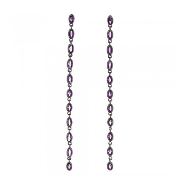 Σκουλαρίκια SALVATORE PLATA με έγχρωμα ζιργκόν, ασήμι επιροδιομένο 925 