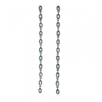 Σκουλαρίκια SALVATORE PLATA  με έγχρωμα ζιργκόν, ασήμι επιροδιομένο 925 