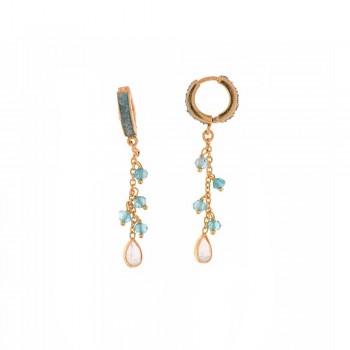 Σκουλαρίκια SALVATORE PLATA  με aqua ζιργκόν, ασήμι κίτρινο επίχρυσο 925 