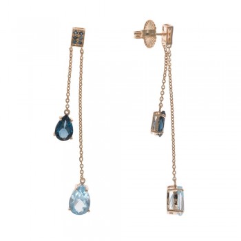 Σκουλαρίκια SALVATORE PLATA  με έγχρωμα τοπάζια, ασήμι ροζ επίχρυσο 925 