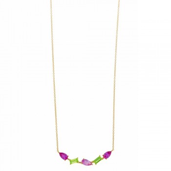 Κολιέ SALVATORE PLATA με ένχρωμα ζιργκόν, ασήμι κίτρινο επίχρυσο 925 