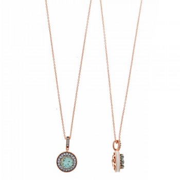 Κολιέ SALVATORE PLATA με έγχρωμα ζιργκόν και σμάλτο, ασήμι ροζ επίχρυσο 925 