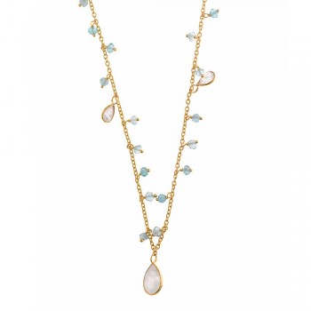 Κολιέ SALVATORE PLATA με φεγγαρόπετρα, ασήμι κίτρινο επίχρυσο 925 