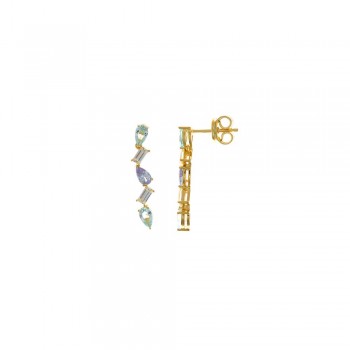 Σκουλαρίκια SALVATORE PLATA με έγχρωμα ζιργκόν, ασήμι κίτρινο επίχρυσο 925 