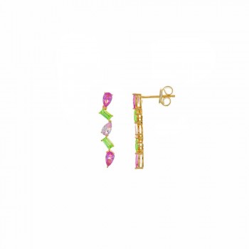 Σκουλαρίκια SALVATORE PLATA  με έγχρωμα ζιργκόν, ασήμι κίτρινο επίχρυσο 925 