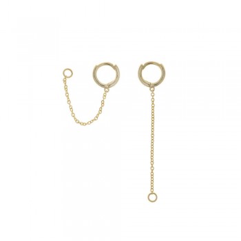 Σκουλαρίκια κρικάκι με καδένα SALVATORE PLATA , ασήμι κίτρινο επίχρυσο 925 