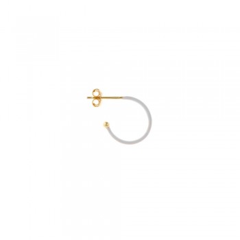 Σκουλαρίκια κρικάκι SALVATORE PLATA με λευκό σμάλτο, ασήμι κίτρινο επίχρυσο 925 