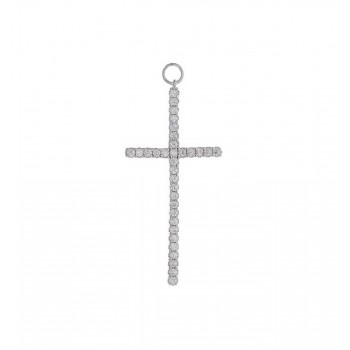 Charm σταυρός SALVATORE PLATA με λευκά ζιργκόν, ασήμι 925 