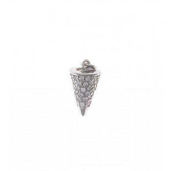 Charm κόνος SALVATORE PLATA με λευκά ζιργκόν, ασήμι 925 