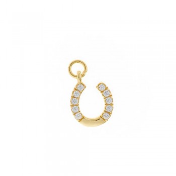 Charm πέταλο SALVATORE PLATA με λευκά ζιργκόν, ασήμι κίτρινο επίχρυσο 925 