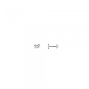 Σκουλαρίκια πεταλούδα SALVATORE PLATA με λευκό ζιργκόν, ασήμι 925 