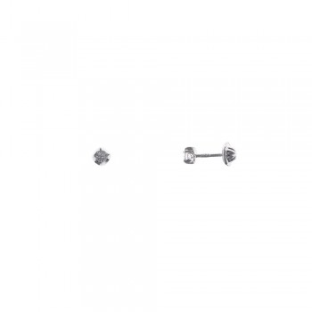 Σκουλαρίκια SALVATORE PLATA με λευκό ζιργκόν, ασήμι 925 