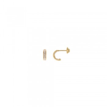 Σκουλαρίκια κρικάκι SALVATORE PLATA με λευκό ζιργκόν, ασήμι κίτρινο επίχρυσο 925 