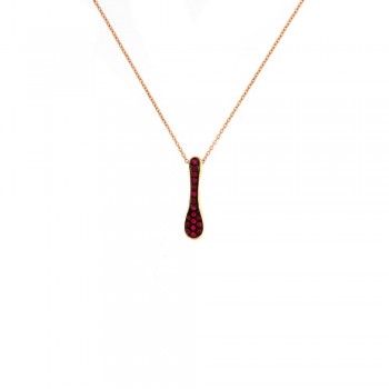Κολιέ με κόκκινα ρουμπίνια, ροζ χρυσός Κ18