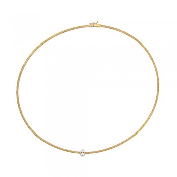 Κολιέ χειροποίητο με λεπτομέρεια οβάλ διαμαντένιο, κίτρινος-λευκός χρυσός Κ14