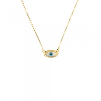 Κολιέ με φιλντισένιο αμυγδαλωτό μάτι, κίτρινος χρυσός Κ14
