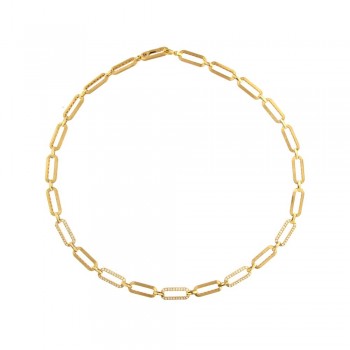 Κολιέ διαμαντένιο με σατινέ τεχνοτροποία, κίτρινος χρυσός Κ14