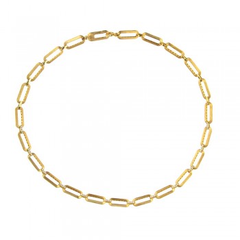 Κολιέ διαμαντένιο με σατινέ τεχνοτροποία, κίτρινος χρυσός Κ14