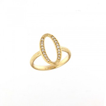 Δαχτυλίδι διαμαντένιο με σατινέ τεχνοτροποία, κίτρινος χρυσός Κ14