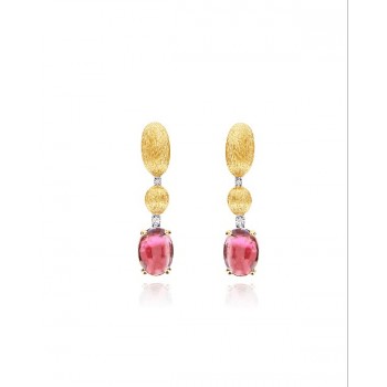 Σκουλαρίκια NANIS, Dancing in the rain, με τουρμαλίνες και διαμάντια, κίτρινος χρυσός Κ18