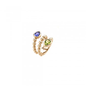 Δαχτυλίδι CASATO gioielli στριφτό με τανζανίτη και πέριντοτ ,συλλογή Boutique, ροζ χρυσός Κ18