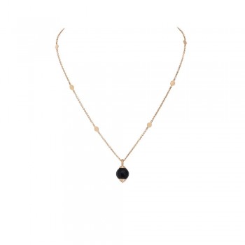 Κολιέ CASATO gioielli με μαύρο όνυχα και διαμάντια, συλλογή Boutique portofino, ροζ χρυσός Κ18