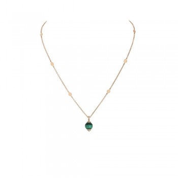 Κολιέ CASATO gioielli με μαλαχίτη και διαμάντια, συλλογή Boutique portofino, ροζ χρυσός Κ18