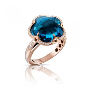 Δαχτυλίδι Pasquale Bruni, συλλογή Bon Ton με London Blue Topaz και διαμάντια, ροζ χρυσός Κ18 Δαχτυλίδι Pasquale Bruni, συλλογή Bon Ton με London Blue Topaz και διαμάντια, ροζ χρυσός Κ18
