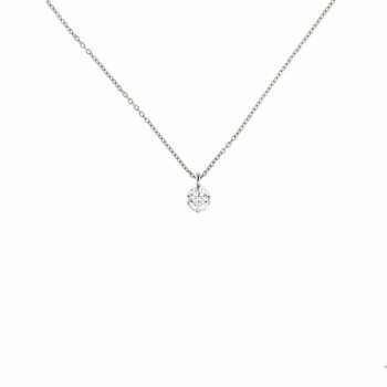 Κολιέ μονόπετρο με λευκό διαμάντι, λευκός χρυσός Κ18