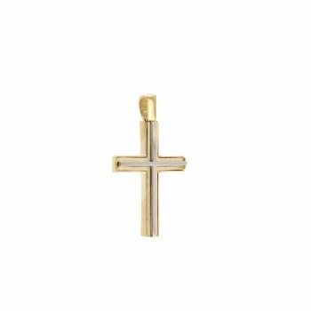 Σταυρός ανδρικός, κίτρινος-λευκός  χρυσός Κ14